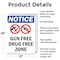 Signmission Gun Free Drug Free Zone OSHA Notice Sign, Aluminum, 12in W x 18in L, 2PK OS-2PACK-NS-A-1218-V-13177 - alternate 2